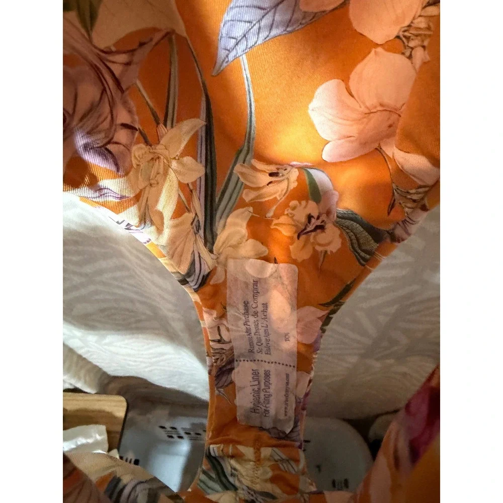 P2F Movement Power to‎ the Flower Floral Ruffle One Piece Swimsuit Mustard Small